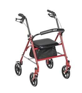 Drive Medical Rollator Walker with Seat, Red