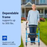 Light Blue Steel Rollator Walker for Seniors