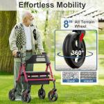 Foldable Rollator Walker with Seat for Seniors