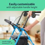 Light Blue Steel Rollator Walker for Seniors