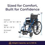 Drive Medical Blue Streak Lightweight Folding Wheelchair