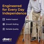 Drive Medical Folding Walker with Wheels, Adjustable Height