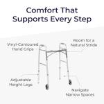 Drive Medical Folding Walker with Wheels, Adjustable Height