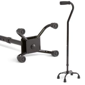 Adjustable Aluminum Quad Cane for Seniors and Adults