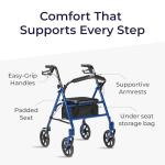 Drive Medical Adjustable Rollator Walker with Seat