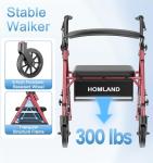 Lightweight Folding Walker with Seat for Seniors
