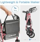 Lightweight Folding Walker with Seat for Seniors