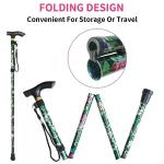 Adjustable Folding Cane with T Handle - Floral Green