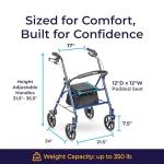 Drive Medical Adjustable Rollator Walker with Seat