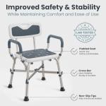 Adjustable Shower Chair for Elderly with Armrests