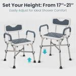 Adjustable Shower Chair for Elderly with Armrests
