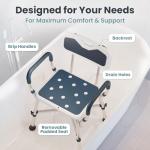 Adjustable Shower Chair for Elderly with Armrests