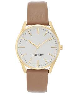 Nine West Women's Tan and Gold Strap Watch