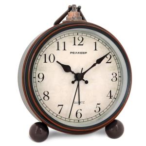Peakeep 4" Gold Antique Style Analog Alarm Clock