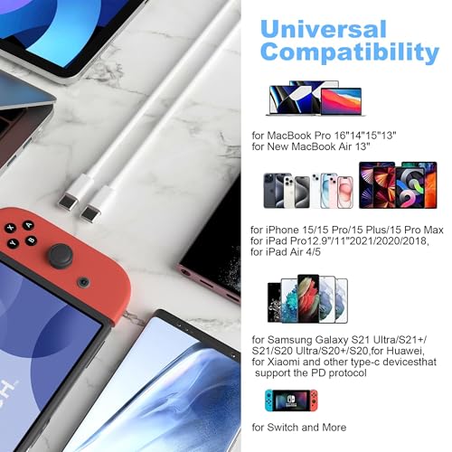 10ft USB-C to USB-C Fast Charging Cable Pack