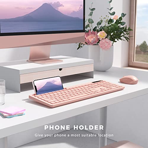 Vivefox Pink Wireless Keyboard and Mouse Combo