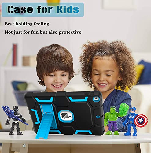 Heavy Duty iPad Case with Kickstand - Black/Sky Blue