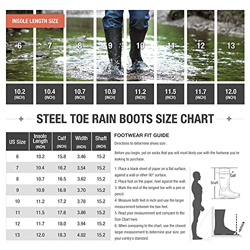 HISEA Men's Waterproof Steel Toe Rain Boots