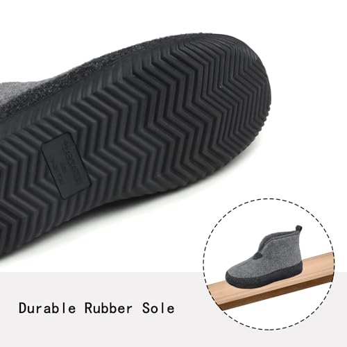 Men's Grey Memory Foam Felt Slippers Size 10