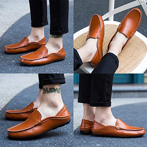 Men's Brown Genuine Leather Slip-On Loafers