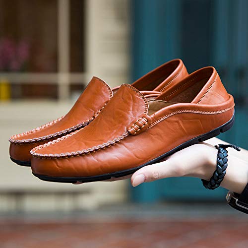 Men's Brown Genuine Leather Slip-On Loafers