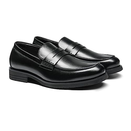 Bruno Marc Men's Black Penny Loafers, Size 9.5