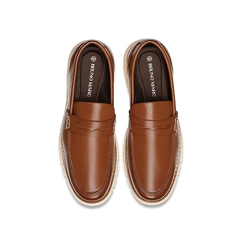 Bruno Marc Men's Lightweight Brown Penny Loafers Size 11
