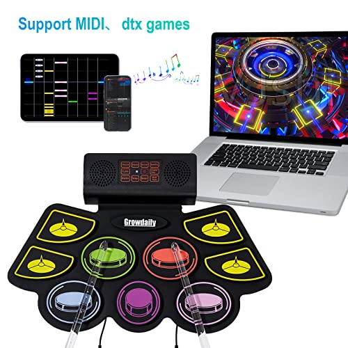 Kids Electric Drum Set with Light Up Sticks