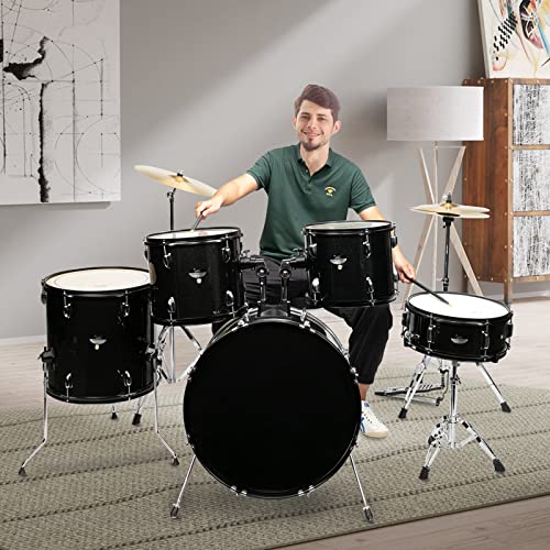 Ktaxon 5-Piece Complete Adult Drum Set - Black