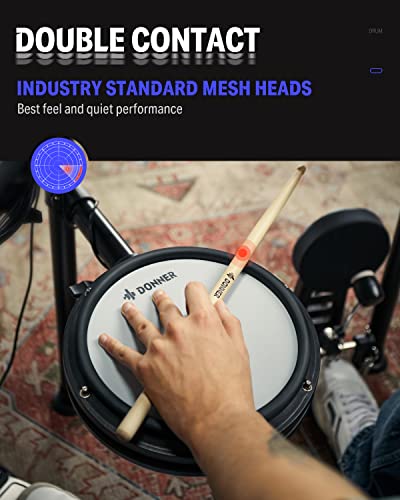 Donner DED-200 Electric Drum Set with Mesh Pads