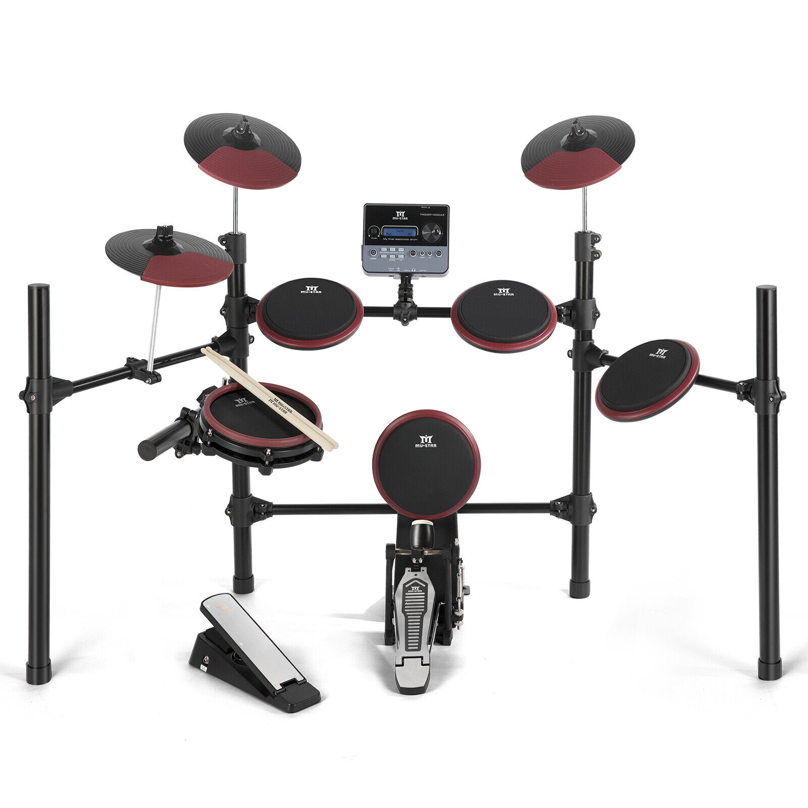 8-Piece Beginner Electric Drum Set with Mesh Heads