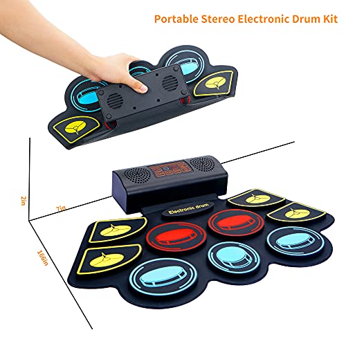 Electronic Drum Set with Light-Up Sticks and Stand