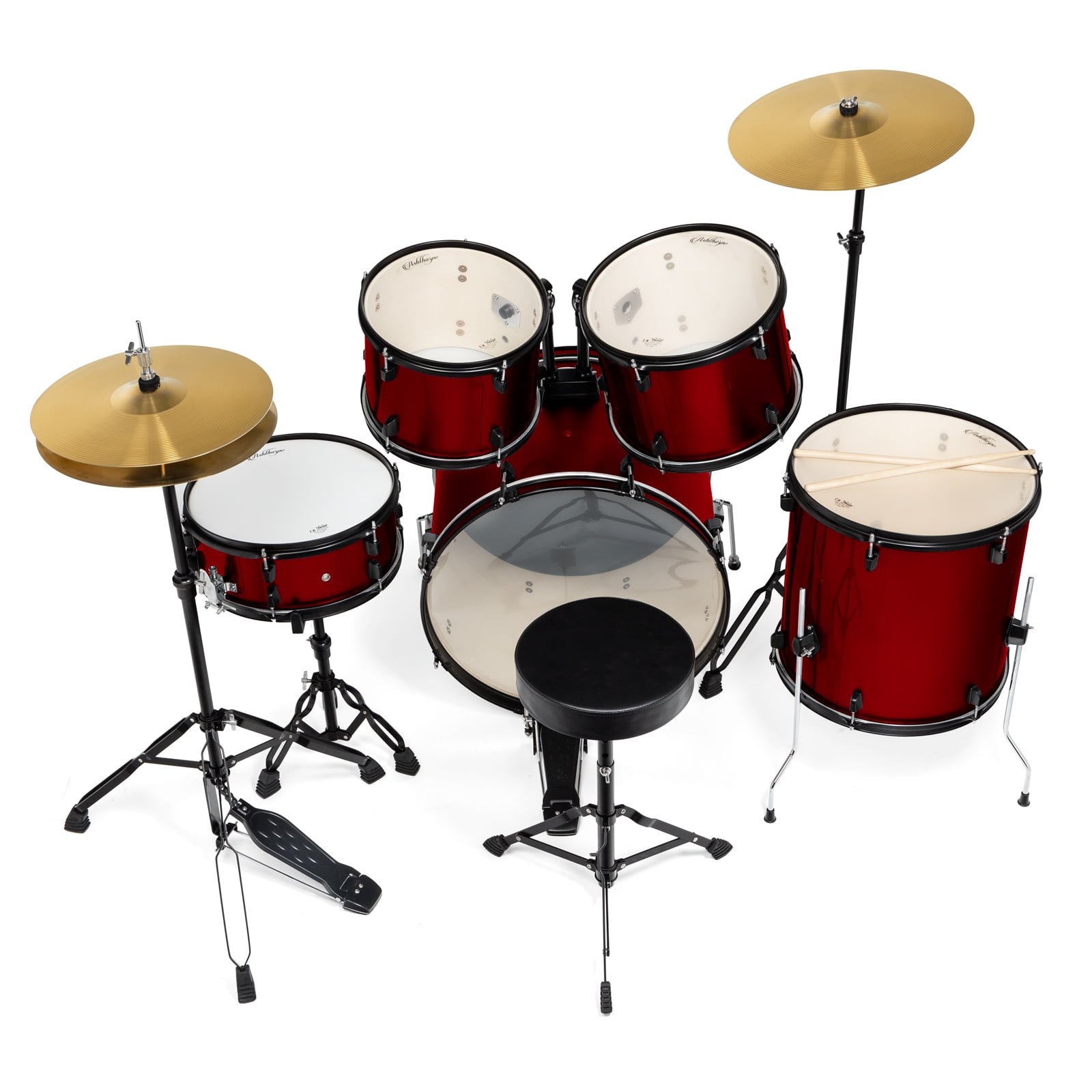Ashthorpe 5-Piece Adult Drum Set in Red