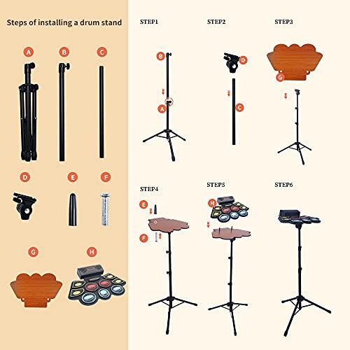 Electronic Drum Set with Light-Up Sticks and Stand
