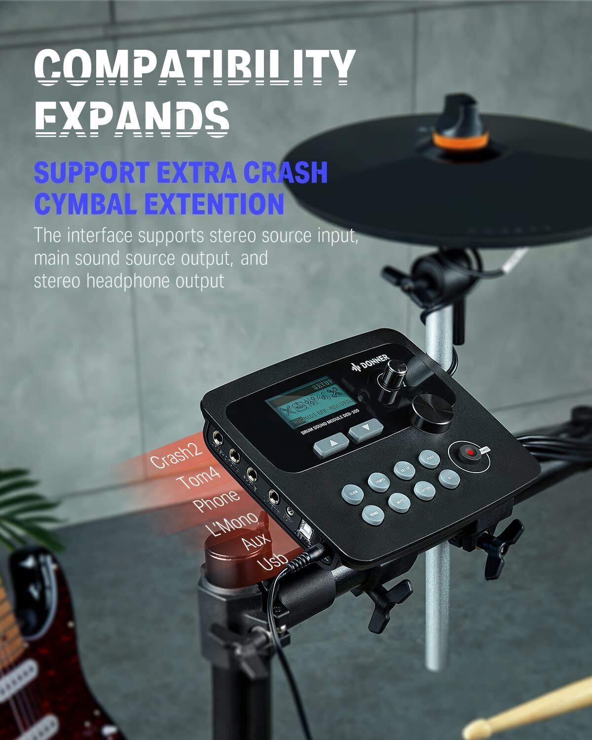 Donner DED-100 Electronic Drum Kit with Mesh Pads