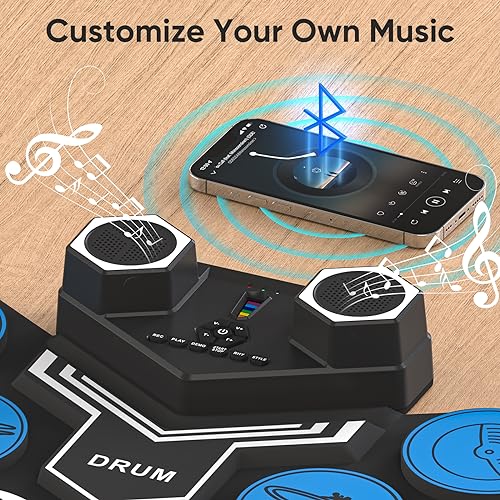 Portable 9-Pad Electric Drum Set with Speakers