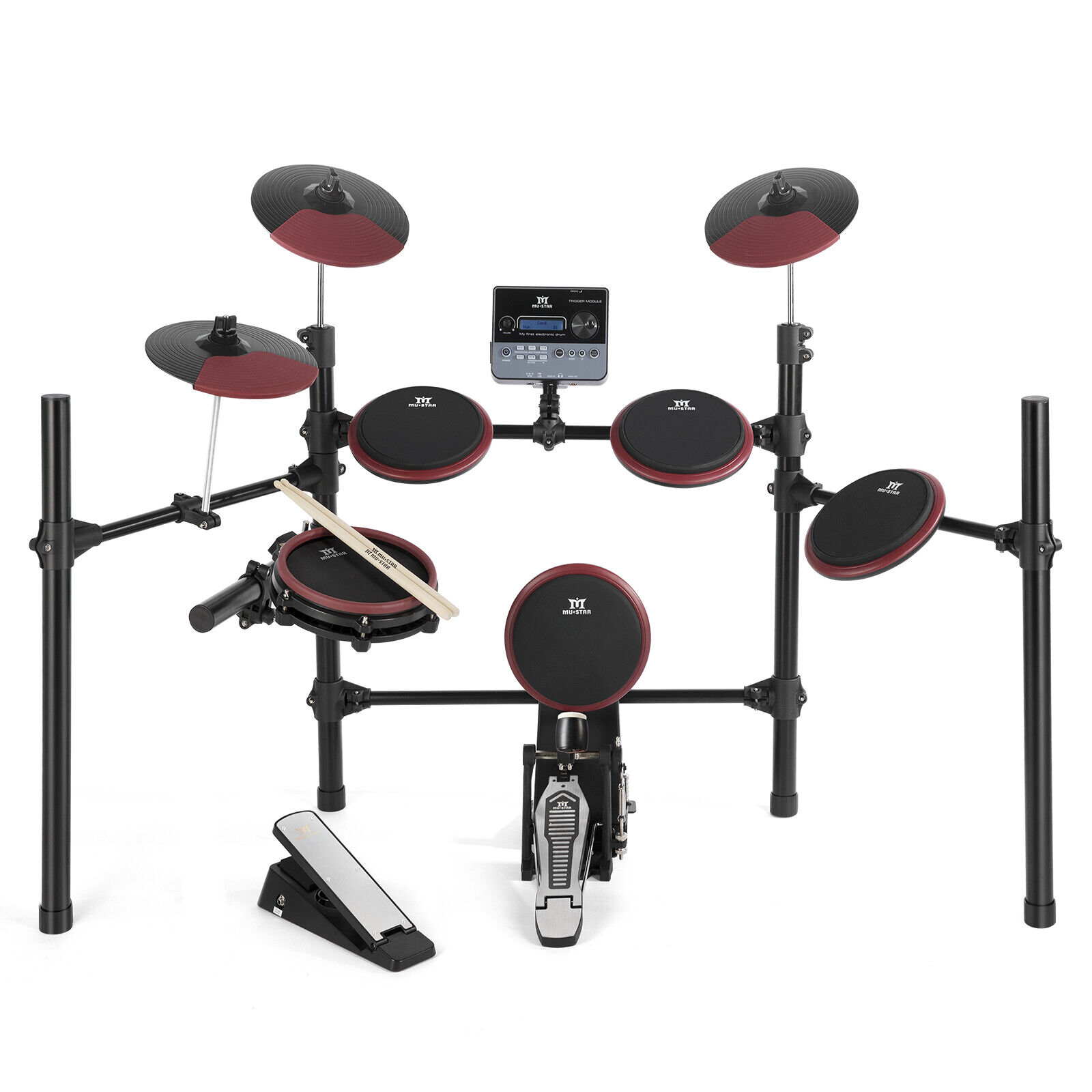 8-Piece Beginner Electric Drum Set with Mesh Pads