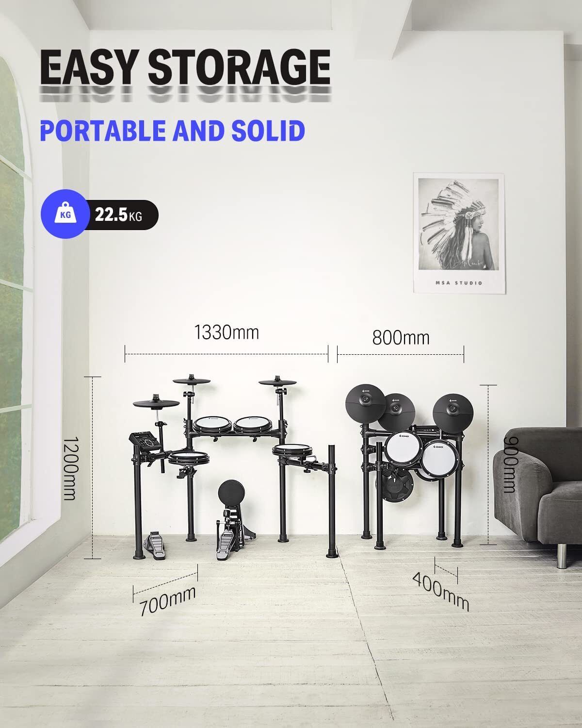 Donner DED-200 Electric Drum Set with Mesh Pads