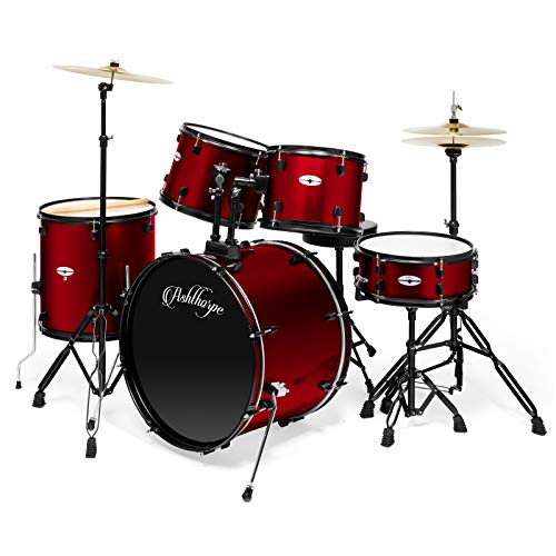 Ashthorpe 5-Piece Full Size Drum Set - Red