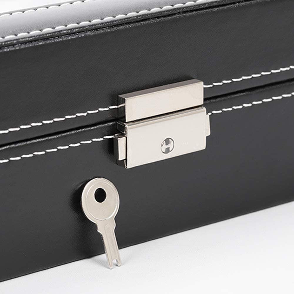 Lockable 12-Slot Watch Box with Glass Top