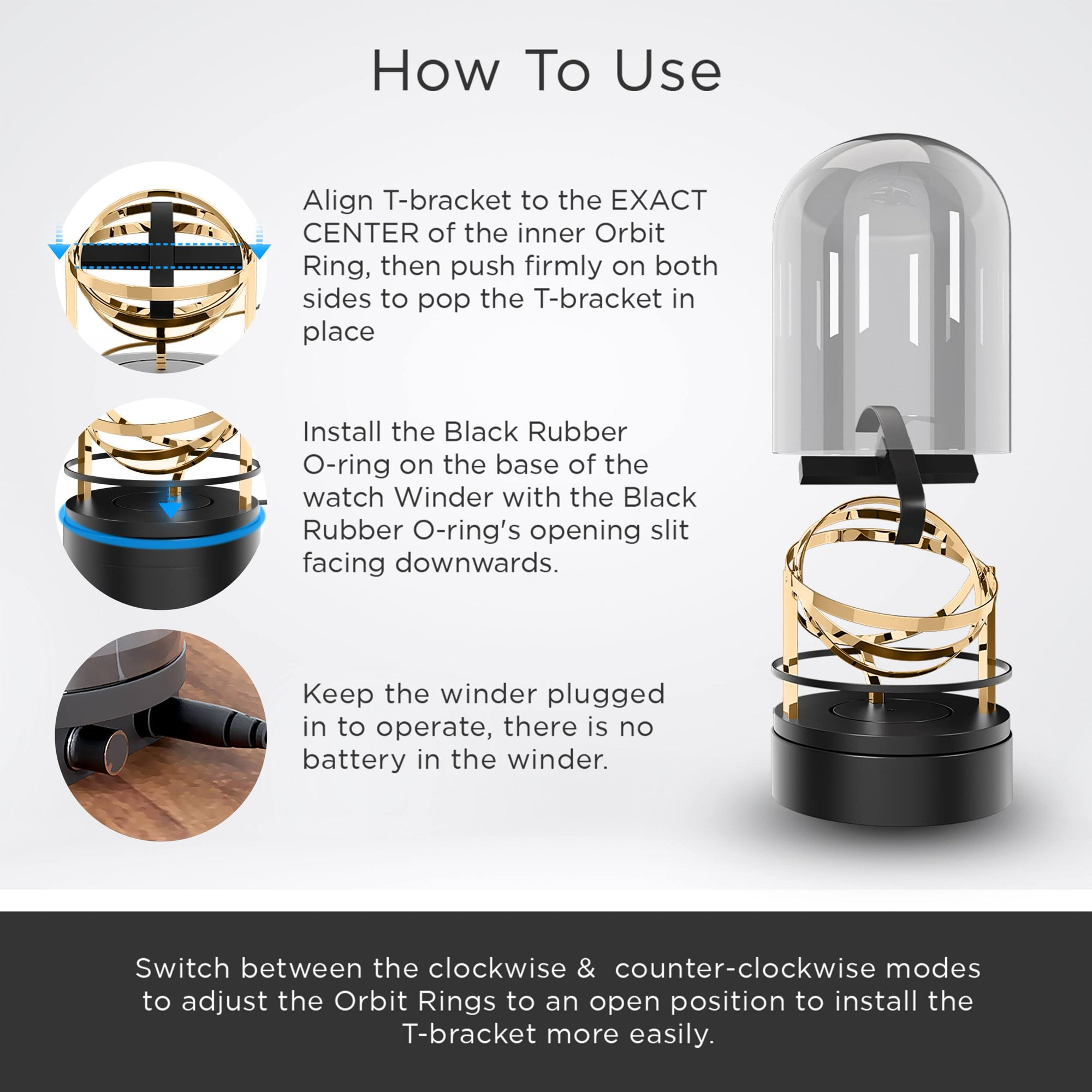 Aestoria Gold Gyroscope Watch Winder for Automatics