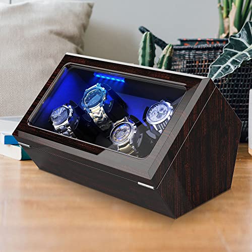 Premium Watch Winder for 4 Watches with LED Light