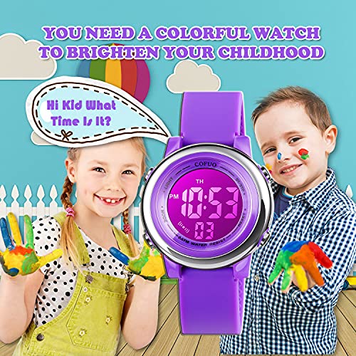 Kids Waterproof Digital Sport Watch - Purple