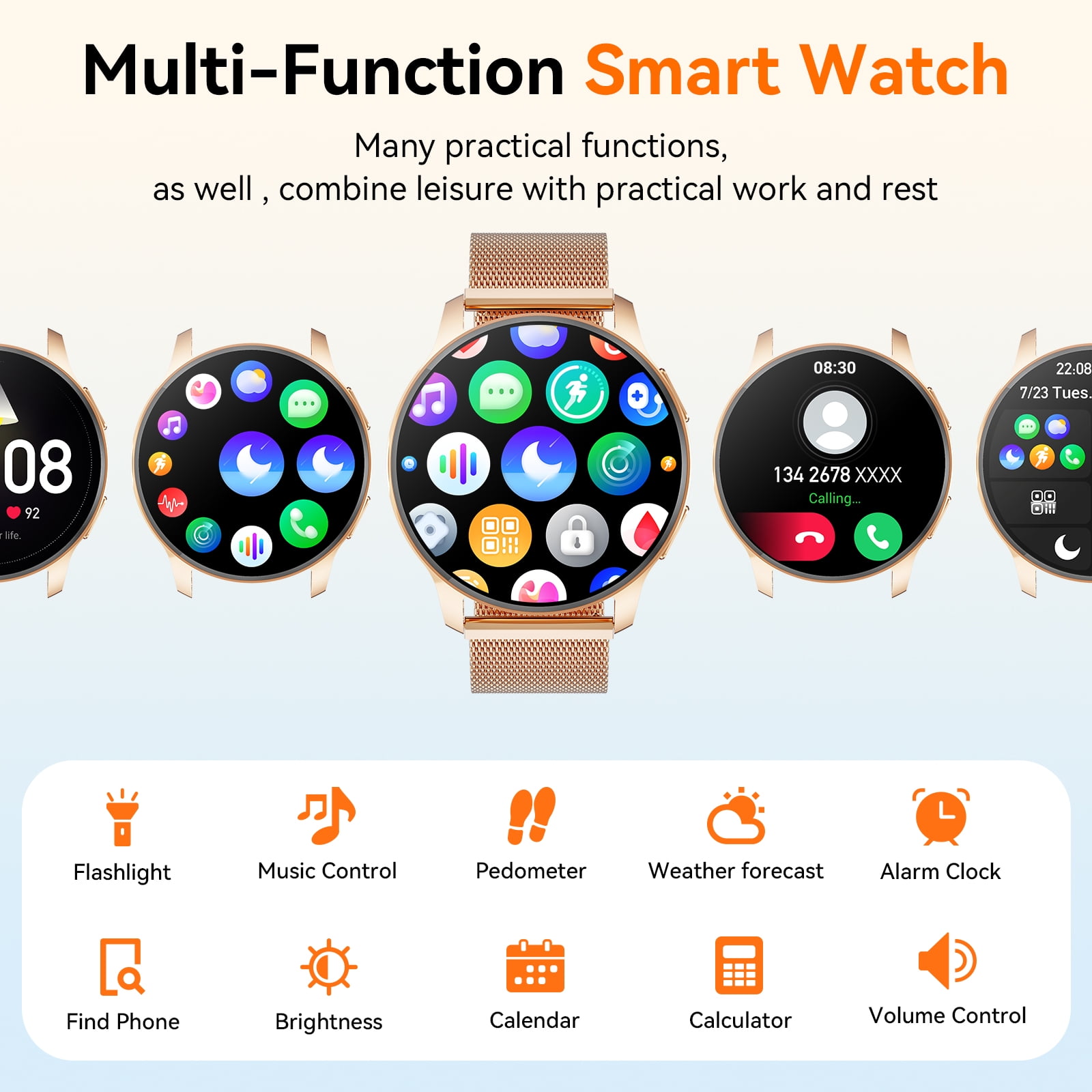 Women's Waterproof Smart Watch with Touch Screen