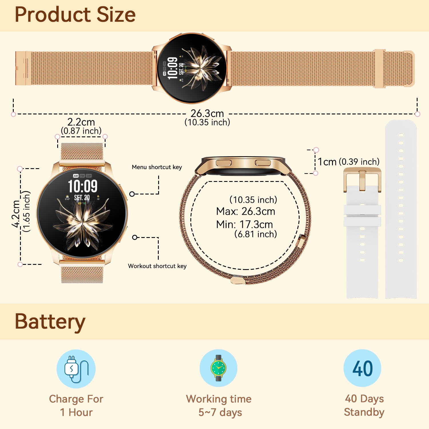 Women's Waterproof Smart Watch with Touch Screen