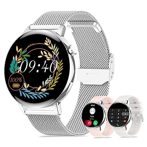 Silver Smartwatch for Women with Touchscreen & Sensors