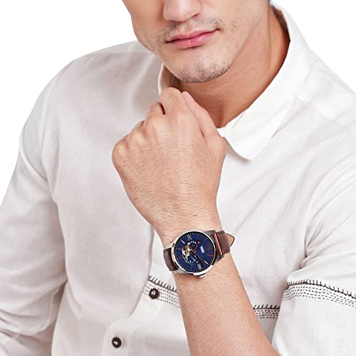 Fossil Men's Automatic Skeleton Watch with Leather Strap