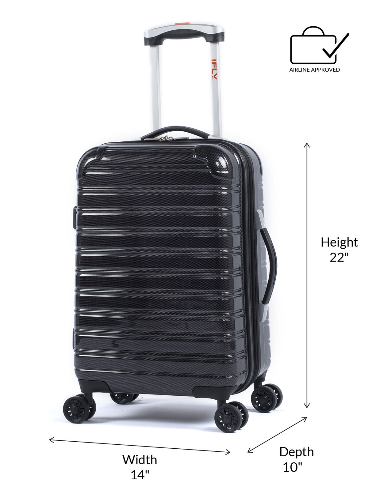 Lightweight 20" Black Hardside Rolling Carry-On Suitcase