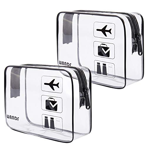 WANDF 2-Pack TSA Approved Clear Toiletry Bags