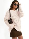Oversized Cream Cable Knit Sweater for Women